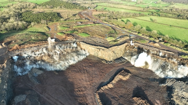Blast at Our Basalt Quarry Site with FP McCann. Stone Solutions Northern Ireland. Blast at Our Basalt Quarry Site with FP McCann. Stone Solutions Northern Ireland.