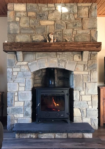 Blue Centred Sandstone Fireplace built by Stone Solutions Northern Ireland Blue Centred Sandstone Fireplace built by Stone Solutions Northern Ireland